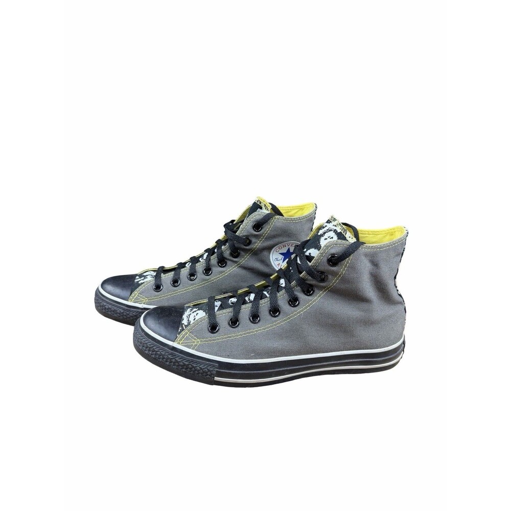 Converse Chuck Taylor All Star Hi Skulls Gray Yellow Mens 8.5 Womens 10.5  Rare - Picture 4 of 9